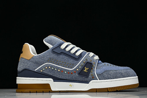 LOW-TOP CASUAL SPORTS SNEAKERS BLUE/BROWN/BLUE