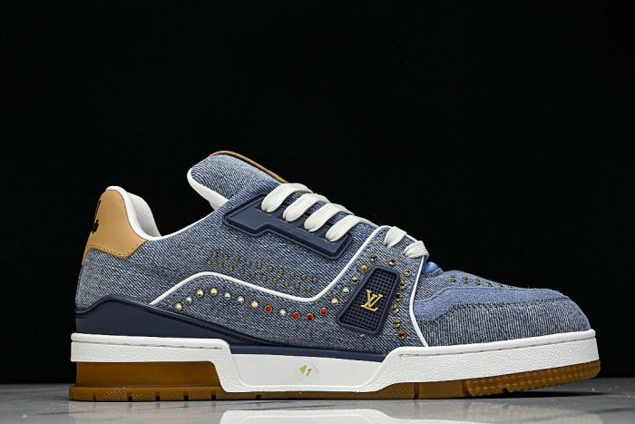 LOW-TOP CASUAL SPORTS SNEAKERS BLUE/BROWN/BLUE