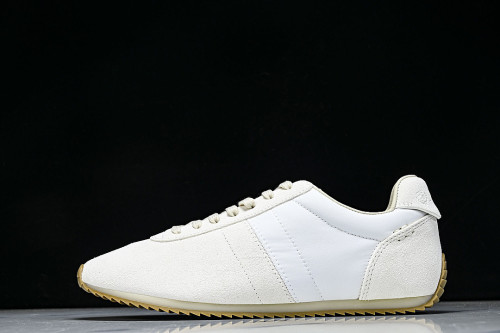 LORO PIANA WOMAN LACE UP CASUAL SPORTS SHOES 26 NEW STYLE WHITE/BEIGE