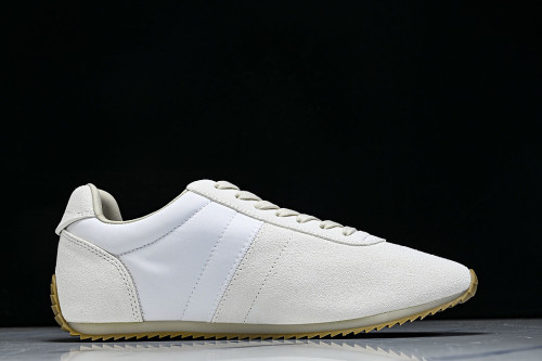LORO PIANA WOMAN LACE UP CASUAL SPORTS SHOES 26 NEW STYLE WHITE/BEIGE