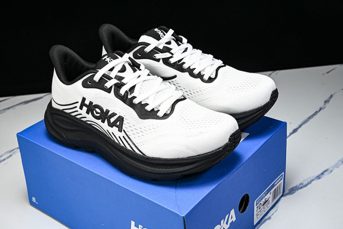 1176572-WHTB CLIFTON 11 KNITTED MESH RUNNING SHOES WHITE/BLACK
