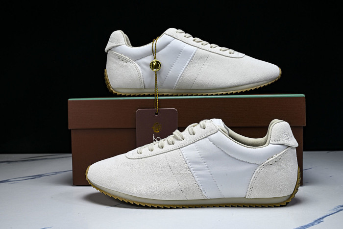 LORO PIANA WOMAN LACE UP CASUAL SPORTS SHOES 26 NEW STYLE WHITE/BEIGE