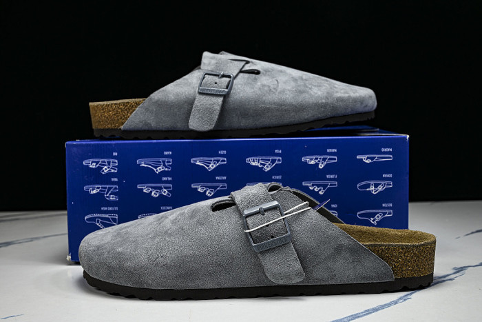BOSTON SOFT FOOTBED HALF-SLIP-ON SANDALS GREY/GREY/GREY