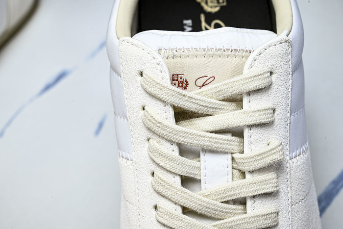 LORO PIANA WOMAN LACE UP CASUAL SPORTS SHOES 26 NEW STYLE WHITE/BEIGE