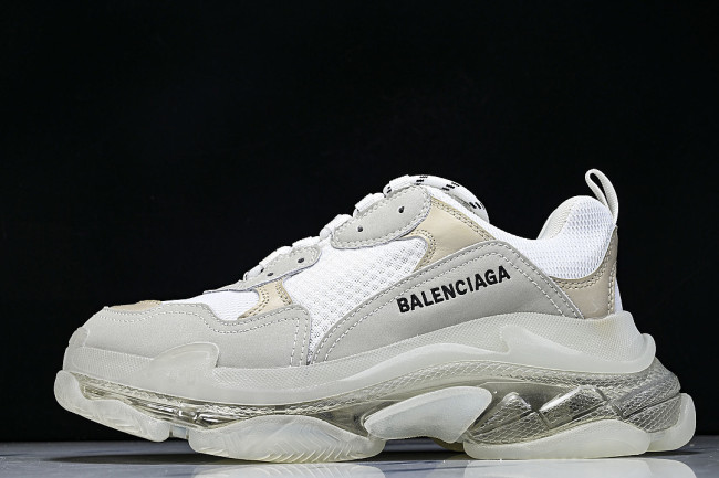W2FB1-9000 TRIPLE S RETRO CASUAL RUNNING SHOES WHITE/WHITE/WHITE