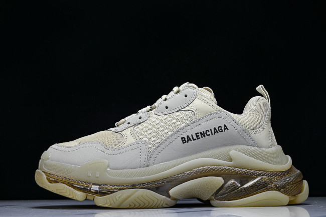 W2FB1-9005 TRIPLE S RETRO CASUAL RUNNING SHOES GREY/BEIGE
