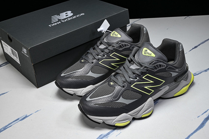 U906041H NEW BALANCE 9060 RETRO CASUAL SPORTS RUNNING SHOES BLACK/GREY/GREEN