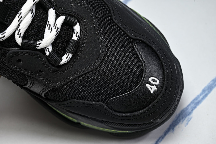 W09ON-1047 TRIPLE S RETRO CASUAL RUNNING SHOES BLACK/GREY/GREEN