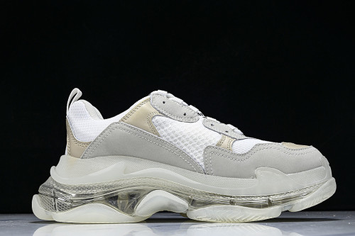 W09E1-9000 TRIPLE S RETRO CASUAL RUNNING SHOES GREY/WHITE