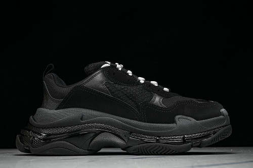 W2FB1-1000 TRIPLE S RETRO CASUAL RUNNING SHOES BLACK/GREY/BLACK