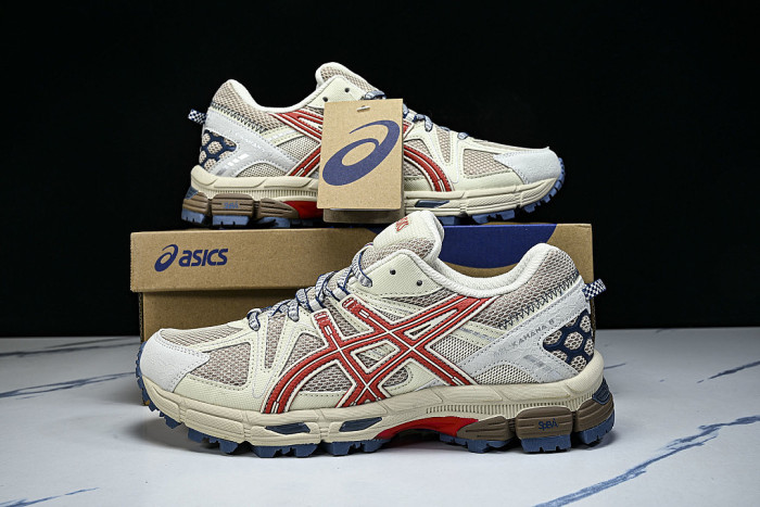 1203B133-200 GEL-KAHANA 8 LOW-TOP RUNNING SHOES BEIGE/RED/BLUE