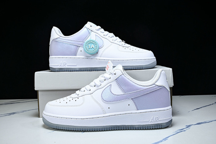 IR0194-100 AIR FORCE 1 07 LOW CASUAL SNEAKERS WHITE/PURPLE