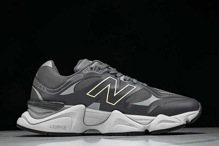 U906041H NEW BALANCE 9060 RETRO CASUAL SPORTS RUNNING SHOES BLACK/GREY/GREEN