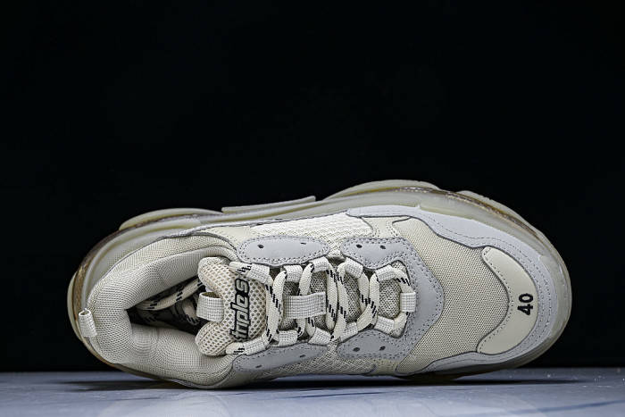W2FB1-9005 TRIPLE S RETRO CASUAL RUNNING SHOES GREY/BEIGE