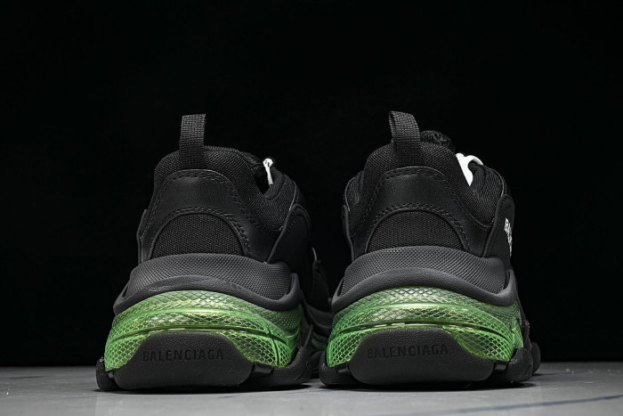 W09ON-1047 TRIPLE S RETRO CASUAL RUNNING SHOES BLACK/GREY/GREEN