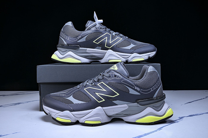 U906041H NEW BALANCE 9060 RETRO CASUAL SPORTS RUNNING SHOES BLACK/GREY/GREEN