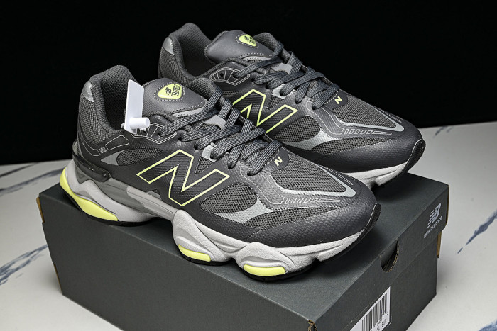 U906041H NEW BALANCE 9060 RETRO CASUAL SPORTS RUNNING SHOES BLACK/GREY/GREEN