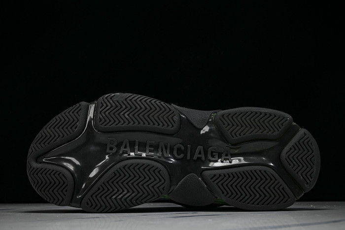 W09ON-1047 TRIPLE S RETRO CASUAL RUNNING SHOES BLACK/GREY/GREEN