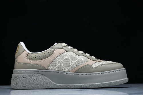 CHUNKY B THICK SOLED CASUAL SNEAKERS WITH EMBOSSED CARAMEL COLORED COOKIES LIGHT GRAY/WHEAT