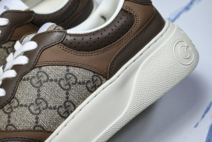 CHUNKY B THICK SOLED CASUAL SNEAKERS WITH EMBOSSED CARAMEL COLORED COOKIES COFFEE/GREY