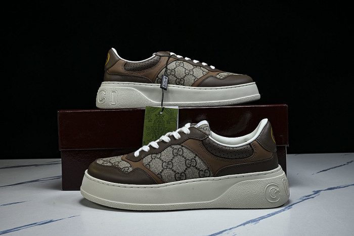 CHUNKY B THICK SOLED CASUAL SNEAKERS WITH EMBOSSED CARAMEL COLORED COOKIES COFFEE/GREY