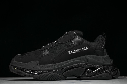 W1FB3-1001 TRIPLE S RETRO CASUAL RUNNING SHOES BLACK/BLACK/BLACK