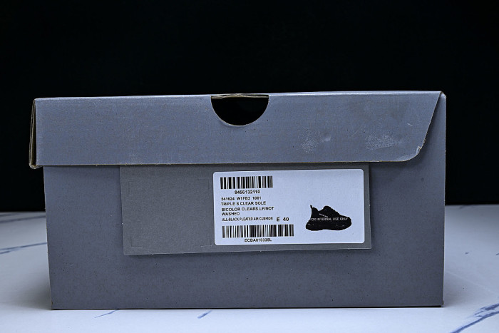 W1FB3-1001 TRIPLE S RETRO CASUAL RUNNING SHOES BLACK/BLACK/BLACK