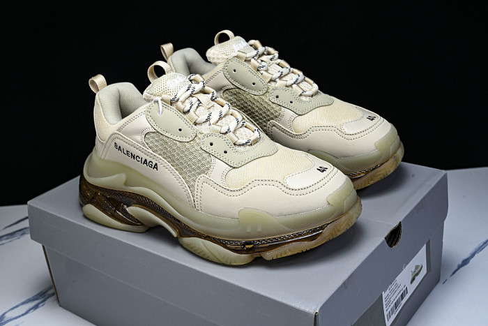 W2GA1-9100 TRIPLE S RETRO CASUAL RUNNING SHOES YELLOW/WHITE/GREY