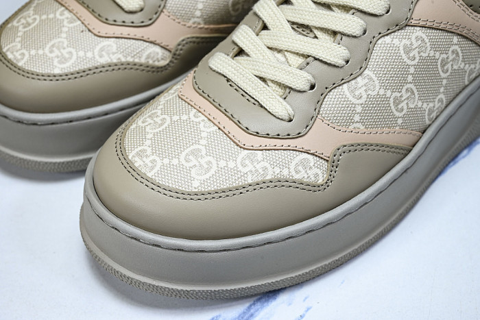 CHUNKY B THICK SOLED CASUAL SNEAKERS WITH EMBOSSED CARAMEL COLORED COOKIES LIGHT GRAY/WHEAT