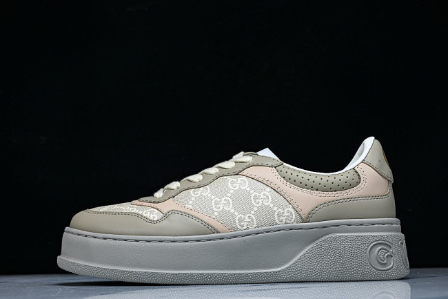CHUNKY B THICK SOLED CASUAL SNEAKERS WITH EMBOSSED CARAMEL COLORED COOKIES LIGHT GRAY/WHEAT