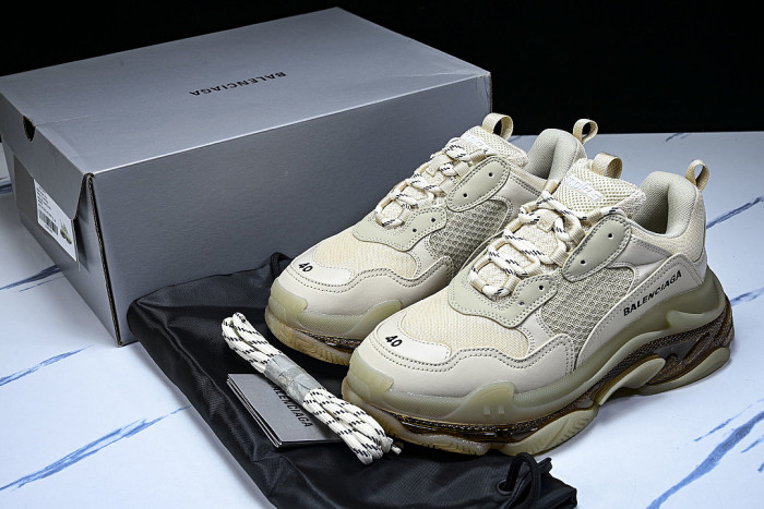 W2GA1-9100 TRIPLE S RETRO CASUAL RUNNING SHOES YELLOW/WHITE/GREY