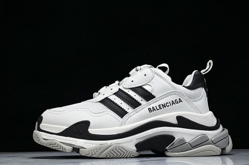 W2ZB1-9112 BALENCIAGA TRIPLE S RETRO DAD SHOES WHITE/BLACK
