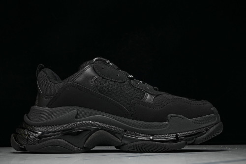 W1FB3-1001 TRIPLE S RETRO CASUAL RUNNING SHOES BLACK/BLACK/BLACK