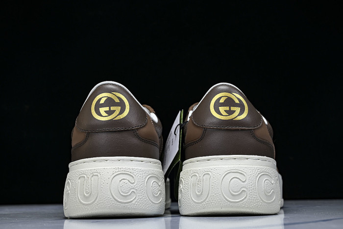 CHUNKY B THICK SOLED CASUAL SNEAKERS WITH EMBOSSED CARAMEL COLORED COOKIES COFFEE/GREY