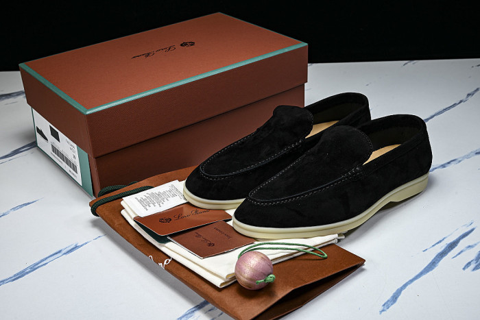 LORO PIANA CASUAL FLAT LOAFERS 2026 NEW STYLE BLACK/INKINESS
