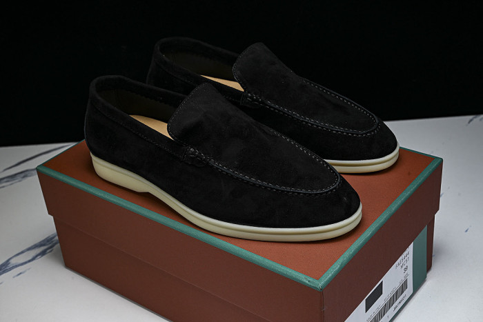 LORO PIANA CASUAL FLAT LOAFERS 2026 NEW STYLE BLACK/INKINESS