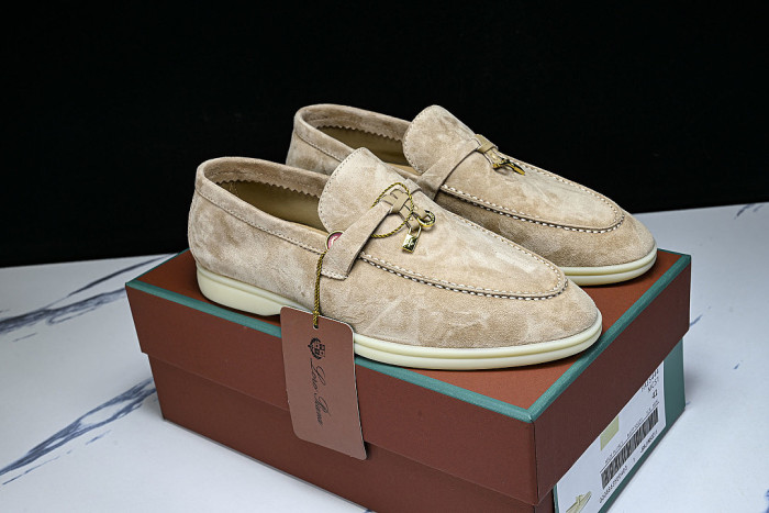 LORO PIANA CASUAL FLAT LOAFERS 2026 NEW STYLE LIGHT GRAY/GREY