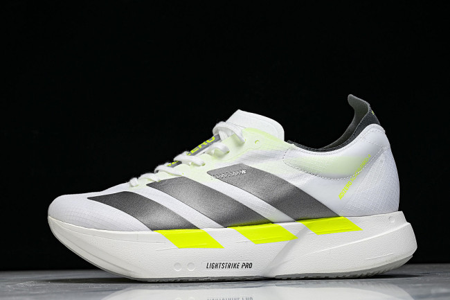 KJ7036 ADIZERO ADIOS 4 M LOW-TOP RUNNING SHOES WHITE/GREY/GREEN