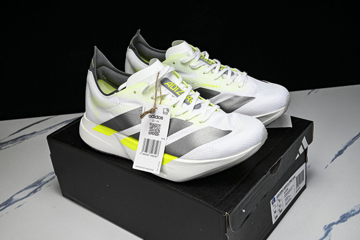 KJ7036 ADIZERO ADIOS 4 M LOW-TOP RUNNING SHOES WHITE/GREY/GREEN