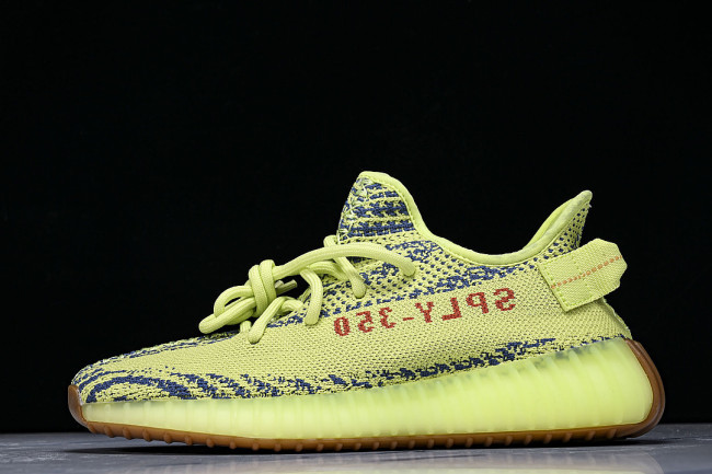 B37572 YEEZY BOOST 350 V2 SEMI FROZEN YELLOW/RAW STEEL/RED