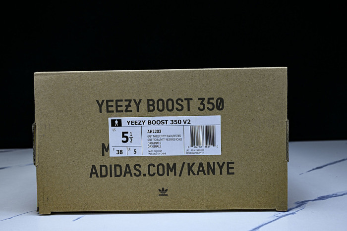 AH2203 YEEZY BOOST 350 V2 GREY/BOLD ORANGE/DARK SOLID GREY