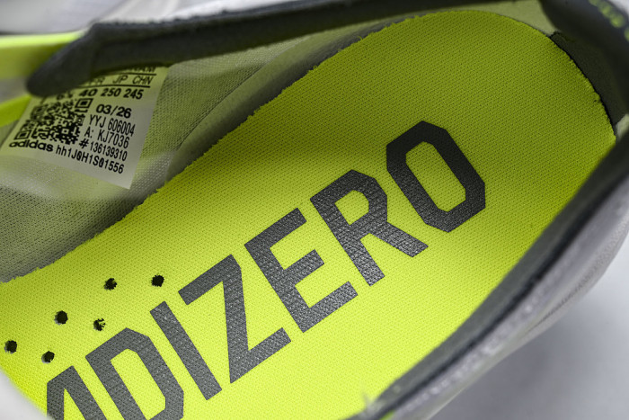 KJ7036 ADIZERO ADIOS 4 M LOW-TOP RUNNING SHOES WHITE/GREY/GREEN
