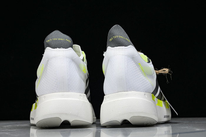 KJ7036 ADIZERO ADIOS 4 M LOW-TOP RUNNING SHOES WHITE/GREY/GREEN