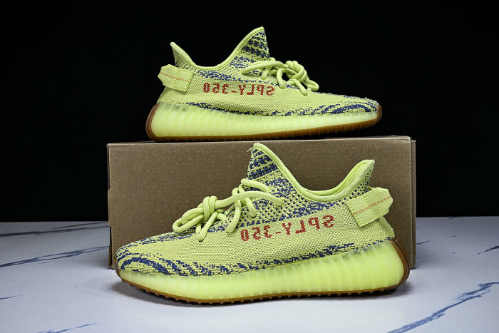 B37572 YEEZY BOOST 350 V2 SEMI FROZEN YELLOW/RAW STEEL/RED