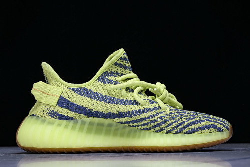 B37572 YEEZY BOOST 350 V2 SEMI FROZEN YELLOW/RAW STEEL/RED