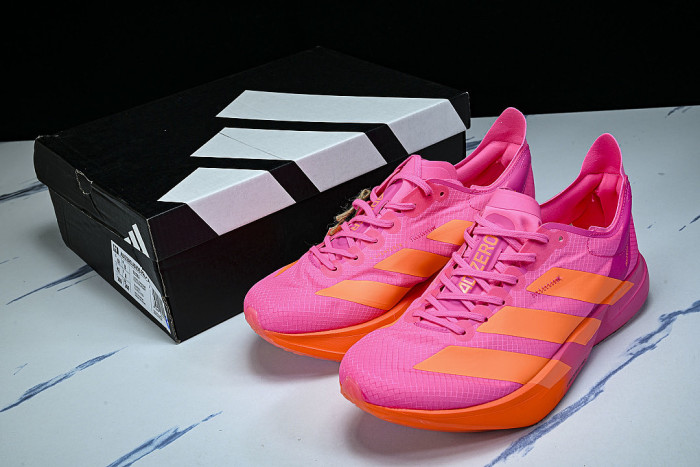 KJ3062 ADIZERO ADIOS 4 M LOW-TOP RUNNING SHOES PINK/ORANGE/PINK
