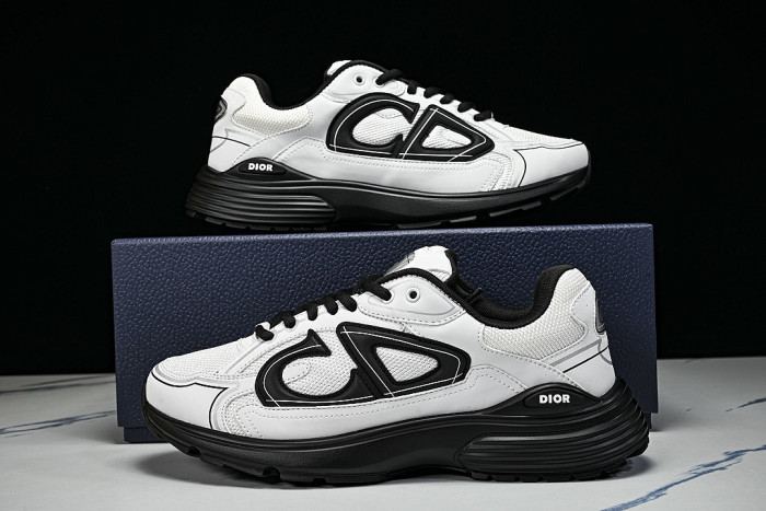 MEN'S BREATHABLE CASUAL THICK SOLED B30 LACE UP RUNNING SHOES 2026 NEW STYLE WHITE/BLACK