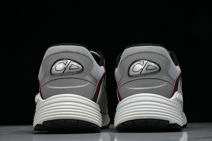 LEATHER MESH SPORTS CASUAL SHOES GREY/RED/BEIGE