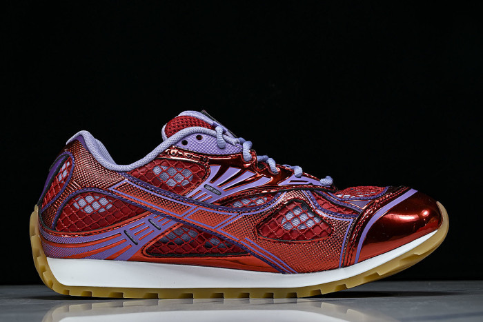 THICK-SOLED BREATHABLE MESH CASUAL SPORTS SHOES RED/PURPLE