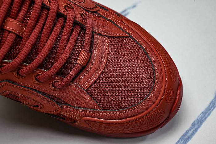 LEATHER MESH SPORTS CASUAL SHOES RED/RED/RED